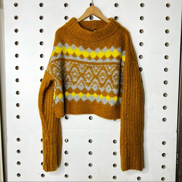 NEW Free People Alpine Pullover Sweater Cinnamon Toast Large - Picture 3 of 7